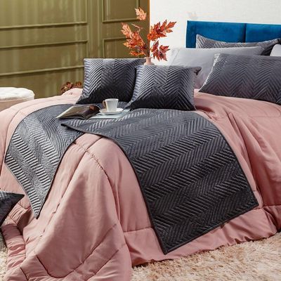 Kit De Peseira Para Cama Florence Cinza Com Fronhas E Almofada 04 Peças