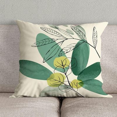 Kit Trio Capas De Almofadas Estampadas Em Veludo Suede 45cm X 45cm -Cor Verde