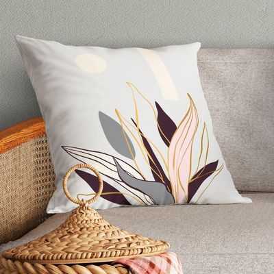 Kit Trio Capas De Almofadas Estampadas Em Veludo Suede 45cm X 45cm - Cor Uva