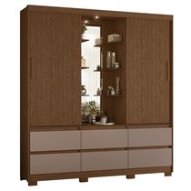 Guarda Roupa Solteiro Atena 2 Portas 6 Gavetas Nogueira-capuccino Com Led – Móveis Albatroz
