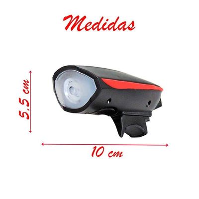 Farol Lanterna Led Recarregável Com Buzina Para Bicicleta