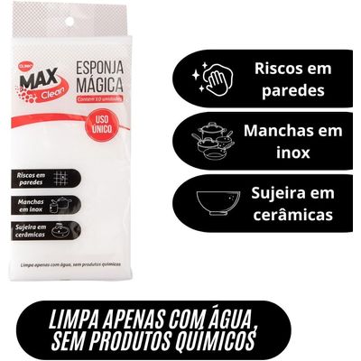 Kit 10 Esponja Mágica Limpeza Pesada CLINK