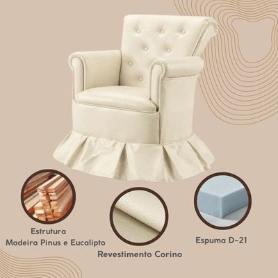 Poltrona Amamentação Confortável Descanso Quarto Sala Leitura Corino Branco