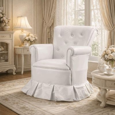 Poltrona Amamentação Confortável Descanso Quarto Sala Leitura Corino Branco