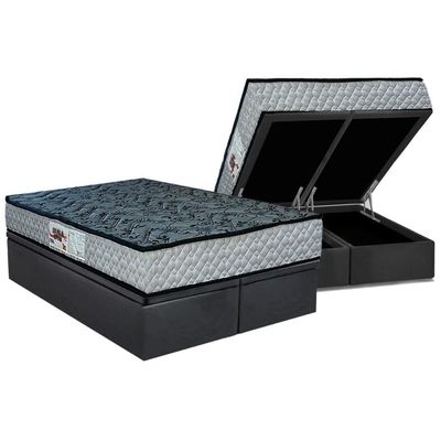 Cama Box Baú CRC Queen +Colchão Ortopédico Royalle Paropas -