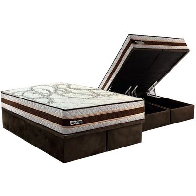 Cama Box Baú CRC Queen +Colchão Ortopédico Resiste Paropas -