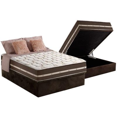 Cama Box Baú CRC Casal +Colchão Molas Classic Anjos 138x188