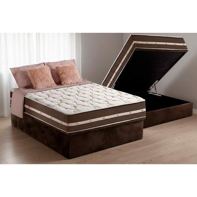 Cama Box Baú CRC Casal +Colchão Molas Classic Anjos 138x188