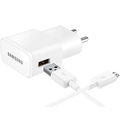 Carregador Samsung Galaxy J1 J2 J3 J5 J7 Prime J7 Pro com Cabo V8 Branco