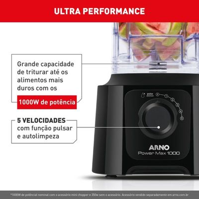 Liquidificador LN50 Power Max 1000W Jarra 3,1 Litros Arno Preto / 220V