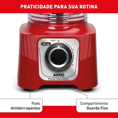 Liquidificador LN63 Power Max 2200W JARRA 3,1L Arno Vermelho / 127V