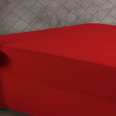 Lençol Com Elástico Casal Nobre 1 Peça Luva De Box 55cm De Altura Malha 100% Algodão - Vermelho