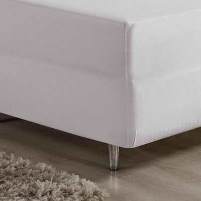 Lençol Com Elástico Queen Nobre 1 Peça Luva De Box 55cm De Altura Malha 100% Algodão - Branco