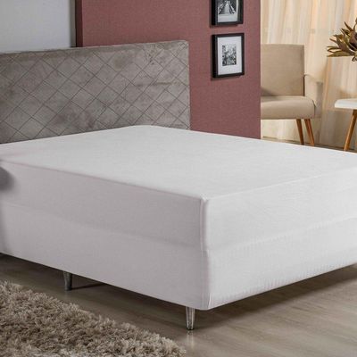 Lençol Com Elástico Queen Nobre 1 Peça Luva De Box 55cm De Altura Malha 100% Algodão - Branco