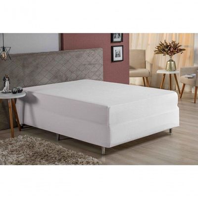 Lençol Com Elástico Queen Nobre 1 Peça Luva De Box 55cm De Altura Malha 100% Algodão - Branco