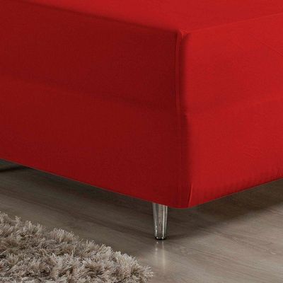 Lençol Com Elástico Casal Nobre 1 Peça Luva De Box 55cm De Altura Malha 100% Algodão - Vermelho