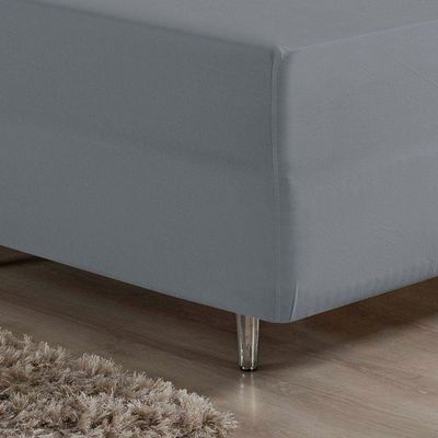 Lençol Com Elástico Queen Nobre 1 Peça Luva De Box 55cm De Altura Malha 100% Algodão - Cinza