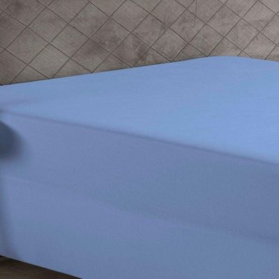 Lençol Com Elástico Queen Nobre 1 Peça Luva De Box 55cm De Altura Malha 100% Algodão - Azul-bebê