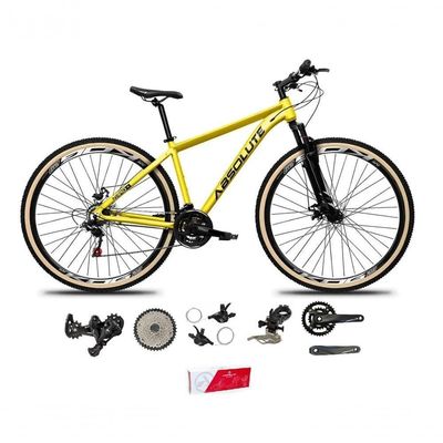 Bicicleta Aro 29 Absolute Nero 5 Alumínio 2x9 Freios Hidráulicos K7 Garfo Com Trava 18v Amarelo 21