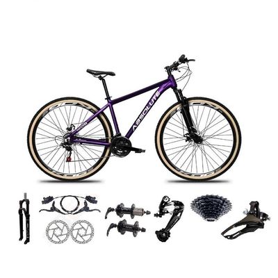 Bicicleta Aro 29 Absolute Nero 5 Alumínio 27v Freio Hidráulico K7 Garfo Com Trava Mtb Roxo 17