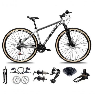 Bicicleta Aro 29 Absolute Nero 5 Alumínio 27v Freio Hidráulico K7 Garfo Com Trava Mtb Cinza 13.8