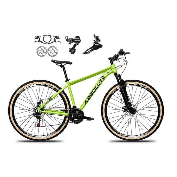 Bicicleta Aro 29 Absolute Nero 5 Alumínio 24v Câmbios Shimano Freio A Disco Hidráulico Mtb Verde 19
