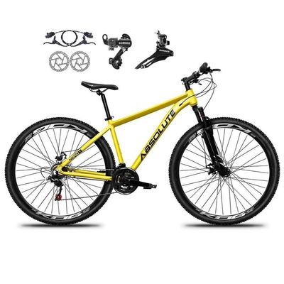 Bicicleta Aro 29 Absolute Nero 5 Alumínio 21v Câmbios Shimano Freio A Disco Hidráulico Amarelo 19