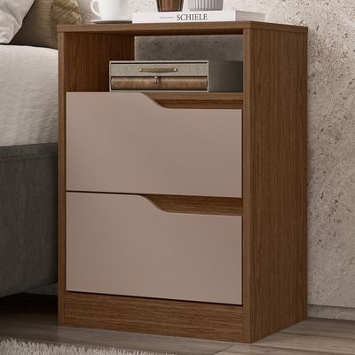 Mesa De Cabeceira Sole 2 Gavetas Flex Nogueira-capuccino - Móveis Albatroz