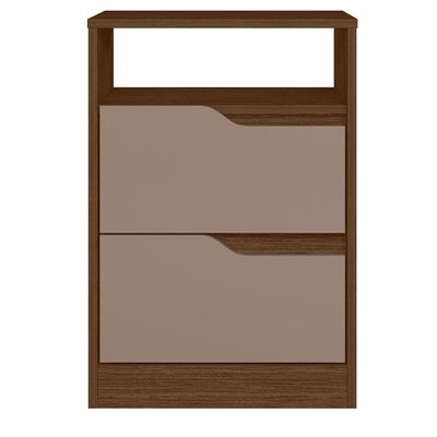 Mesa De Cabeceira Sole 2 Gavetas Flex Nogueira-capuccino - Móveis Albatroz