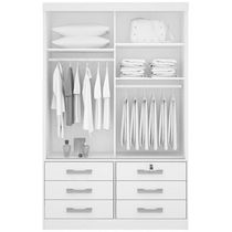 Guarda Roupa Solteiro Com Espelho 2 Portas 6 Gavetas - Meridian -cinamomo-off White - Móveis D'doro