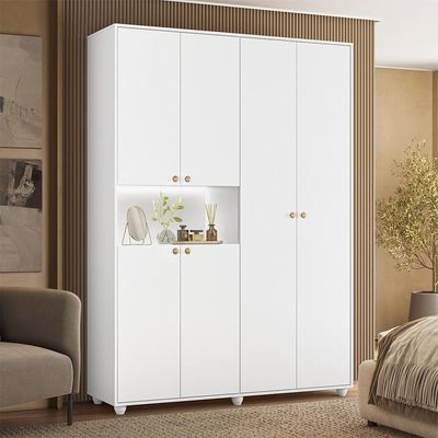 Guarda Roupa Solteiro Vittoria 6 Portas E 2 Gavetas Branco - Móveis Albatroz Branco
