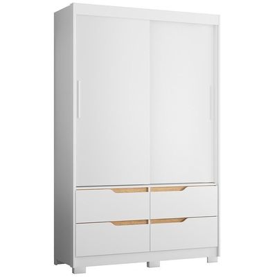 Guarda Roupa Solteiro Sole 2 Portas E 4 Gavetas Branco-freijó - Móveis Albatroz Branco-freijó