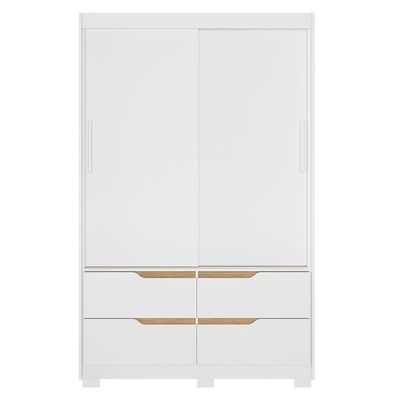 Guarda Roupa Solteiro Sole 2 Portas E 4 Gavetas Branco-freijó - Móveis Albatroz Branco-freijó