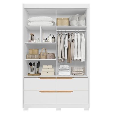 Guarda Roupa Solteiro Sole 2 Portas E 4 Gavetas Branco-freijó - Móveis Albatroz Branco-freijó