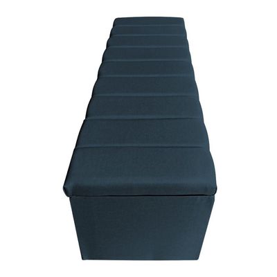 Kit Cabeceira E Calçadeira Recamier Baú Casal 1,40m Holanda Suede - Pallazio Cor Azul Marinho