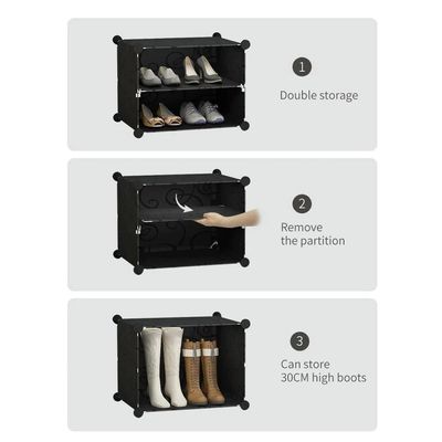Guarda Roupa Modular 4 Prateleiras Sapateira Organizador Brinquedos Com Porta Preto