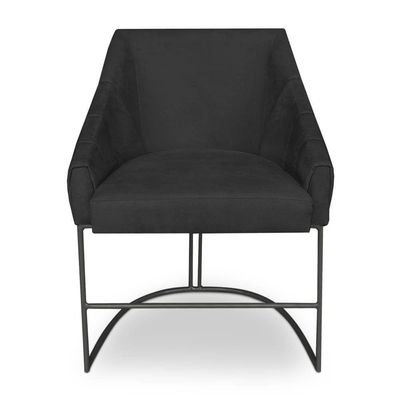 Kit 6 Poltronas Luxo Alana Veludo Preto Base Ferro Preto - Pallazio