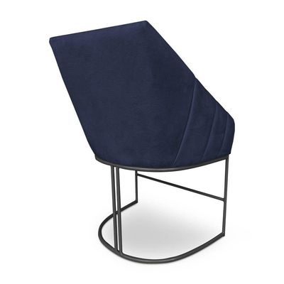 Kit 6 Poltronas Luxo Alana Suede Azul Marinho Base Ferro Preto - Pallazio