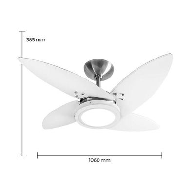 Ventilador De Teto Tron Azzam Led 4 Pás Branco/Alumínio 110V