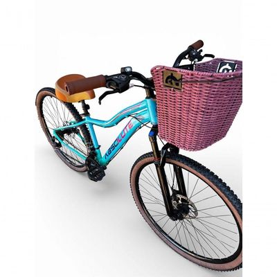 Bicicleta Aro 29 Feminina Absolute Hera Retrô Vintage 21v Hidráulica Selim  Cesta Azul-verde Tam 15