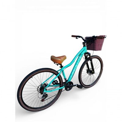 Bicicleta Aro 29 Feminina Absolute Hera Retrô Vintage 21v  Cesta Selim 2 Molas Verde Tam 15