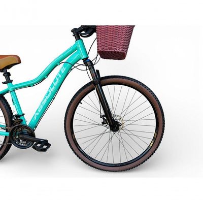 Bicicleta Aro 29 Feminina Absolute Hera Retrô Vintage 21v  Cesta Selim 2 Molas Verde Tam 15