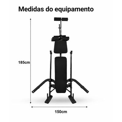Banco Supino Musculação Treino Em Casa Ajustável Preto Ajustável