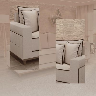 Sofá Fixo 4 Lugares Verona 2,36m Linho Creme