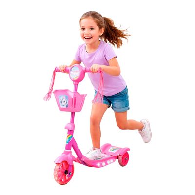 Patinete 3 Rodas com Cesta Unicórnio Mágico Play&Fun Rosa