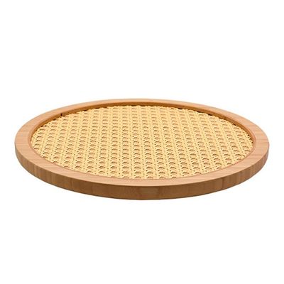 Tábua de Bambu Palhinha Indiana com Base Giratória 30cm Oikos Serve e Decora Mesa Bancada