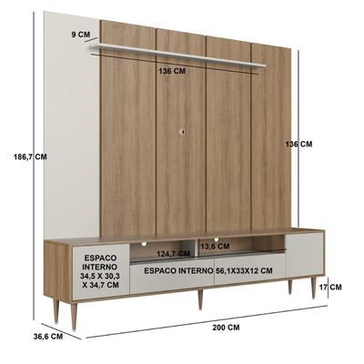 Home Rack E Painel Para Tv Até 75 Polegadas Com Iluminação Led Rotterdam Arenas