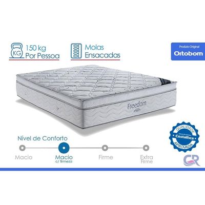 Cama Box Baú CRC Queen +Colchão Molas Super Pocket Freedom Ortobom 158