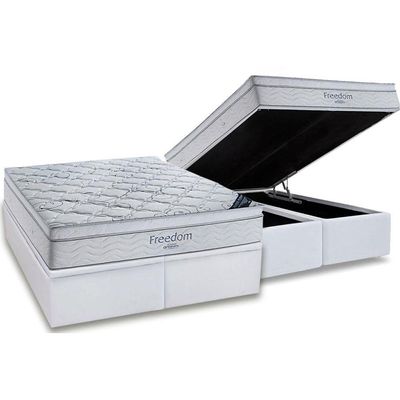 Cama Box Baú CRC Queen +Colchão Molas Super Pocket Freedom Ortobom 158