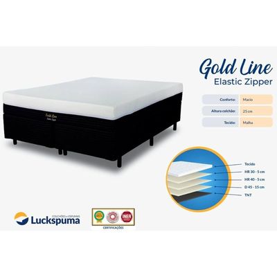 Cama Box Baú CRC Queen +Colchão Molas Master Pocket Gold Line Luckspuma -